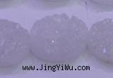 CAG8200 7.5 inches 20*30mm oval white plated druzy agate beads
