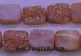 CAG8221 Top drilled 12*16mm rectangle champagne plated druzy agate beads