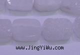 CAG8230 Top drilled 13*18mm rectangle white plated druzy agate beads