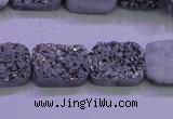 CAG8232 Top drilled 13*18mm rectangle silver plated druzy agate beads