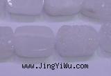 CAG8240 Top drilled 15*20mm rectangle white plated druzy agate beads