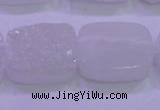 CAG8250 Top drilled 18*25mm rectangle white plated druzy agate beads