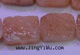 CAG8251 Top drilled 18*25mm rectangle champagne plated druzy agate beads