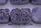 CAG8262 Top drilled 20*30mm rectangle silver plated druzy agate beads