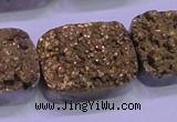 CAG8263 Top drilled 20*30mm rectangle glod plated druzy agate beads