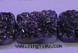 CAG8264 Top drilled 20*30mm rectangle rainbow plated druzy agate beads