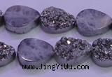 CAG8272 7.5 inches 10*14mm teardrop silver plated druzy agate beads
