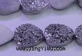 CAG8302 7.5 inches 15*20mm teardrop silver plated druzy agate beads