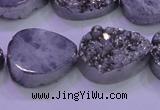 CAG8312 7.5 inches 18*25mm teardrop silver plated druzy agate beads