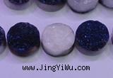 CAG8356 7.5 inches 14mm coin blue plated druzy agate beads