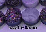 CAG8384 7.5 inches 20mm coin rainbow plated druzy agate beads