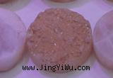CAG8411 7.5 inches 35mm coin champagne plated druzy agate beads