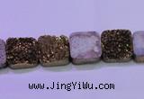 CAG8420 7.5 inches 10*10mm square gold plated druzy agate beads