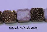 CAG8424 7.5 inches 18*18mm square gold plated druzy agate beads