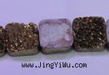 CAG8425 7.5 inches 20*20mm square gold plated druzy agate beads