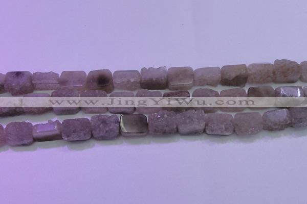 CAG8452 15.5 inches 12*16mm rectangle grey druzy agate gemstone beads