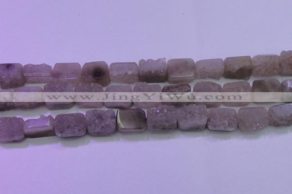 CAG8453 15.5 inches 13*18mm rectangle grey druzy agate gemstone beads