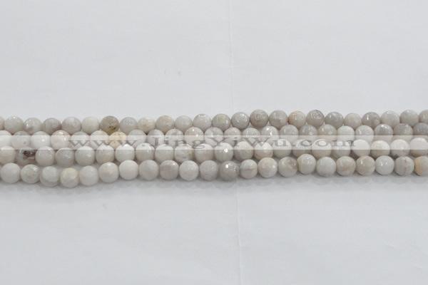 CAG8515 15.5 inches 8mm faceted round grey agate beads wholesale