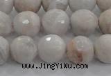 CAG8518 15.5 inches 14mm faceted round grey agate beads wholesale