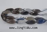 CAG8568 20*40mm faceted & twisted oval grey agate beads wholesale