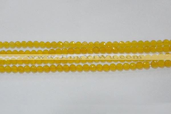 CAG8601 15.5 inches 6mm faceted round yellow agate gemstone beads