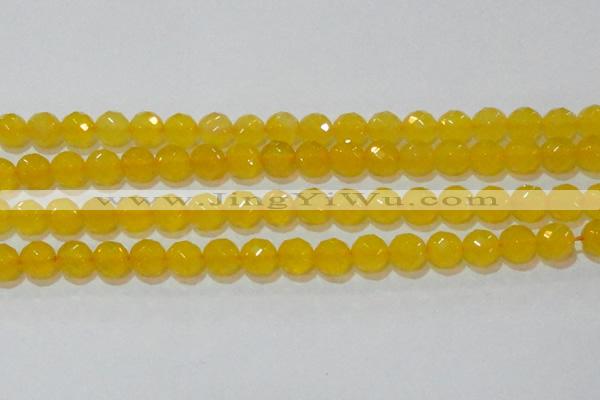 CAG8605 15.5 inches 14mm faceted round yellow agate gemstone beads