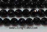 CAG8611 15.5 inches 8mm faceted round black agate gemstone beads
