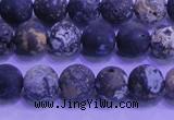 CAG8651 15.5 inches 6mm round matte blue ocean agate beads