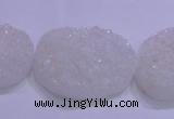 CAG8665 7.5 inches 22*30mm freeform white plated druzy agate beads