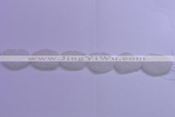 CAG8665 7.5 inches 22*30mm freeform white plated druzy agate beads