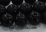 CAG8687 15.5 inches 10mm round matte tibetan agate gemstone beads