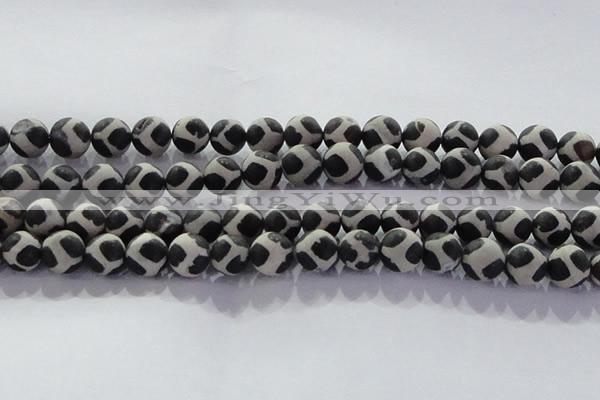 CAG8698 15.5 inches 12mm round matte tibetan agate gemstone beads