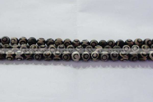 CAG8701 15.5 inches 8mm round matte tibetan agate gemstone beads