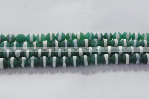 CAG8713 15.5 inches 12mm round matte tibetan agate gemstone beads