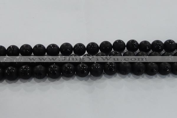 CAG8739 15.5 inches 14mm round matte tibetan agate gemstone beads