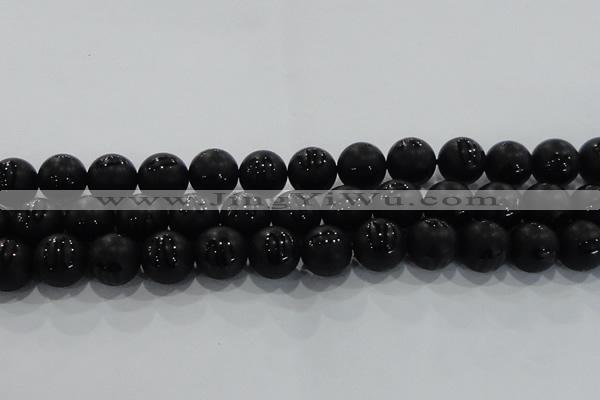 CAG8740 15.5 inches 16mm round matte tibetan agate gemstone beads
