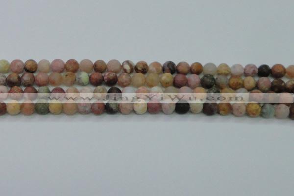 CAG8746 15.5 inches 6mm round matte rainbow agate beads