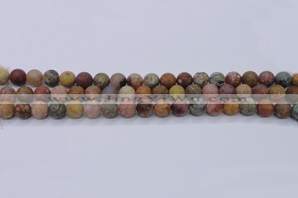 CAG8747 15.5 inches 8mm round matte rainbow agate beads