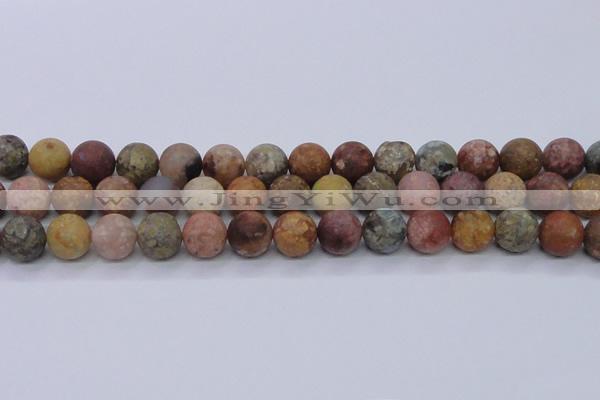 CAG8749 15.5 inches 12mm round matte rainbow agate beads