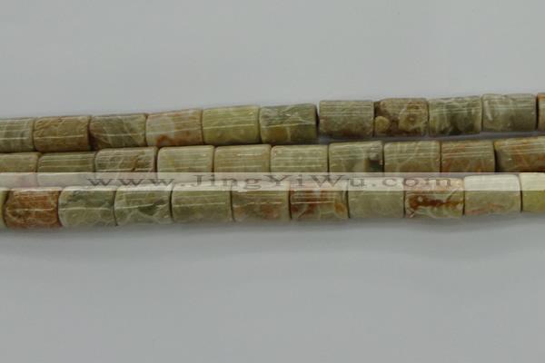 CAG8768 15.5 inches 10*13mm tube chrysanthemum agate beads wholesale