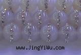 CAG8771 15.5 inches 8mm round agate with rhinestone beads