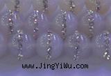 CAG8772 15.5 inches 10mm round agate with rhinestone beads