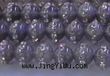 CAG8785 15.5 inches 6mm round agate with rhinestone beads