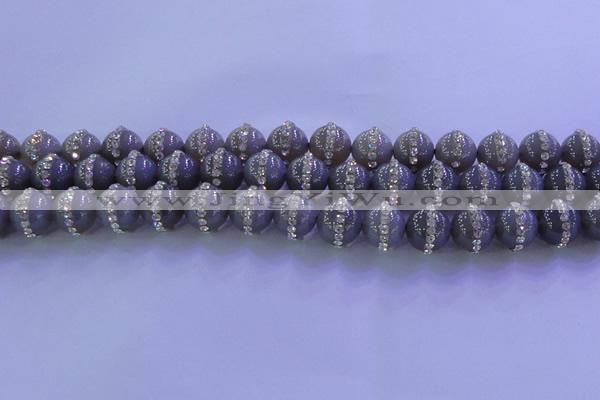CAG8786 15.5 inches 8mm round agate with rhinestone beads