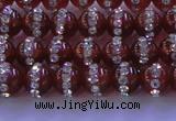 CAG8800 15.5 inches 6mm round agate with rhinestone beads