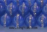 CAG8808 15.5 inches 12mm round agate with rhinestone beads