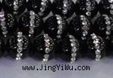CAG8816 15.5 inches 8mm round agate with rhinestone beads