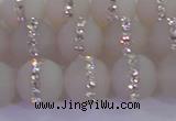 CAG8832 15.5 inches 10mm round matte agate with rhinestone beads