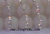 CAG8833 15.5 inches 12mm round matte agate with rhinestone beads