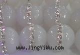 CAG8853 15.5 inches 12mm faceted round agate with rhinestone beads